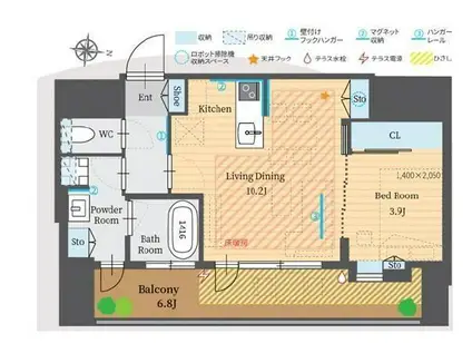 パークルール恵比寿(1LDK/8階)の間取り写真