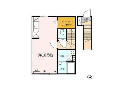 アルパイン(ワンルーム/2階)の間取り写真
