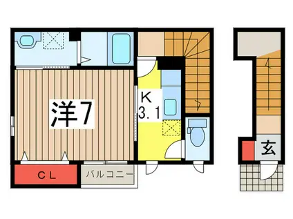 スランバードリーム(1K/2階)の間取り写真