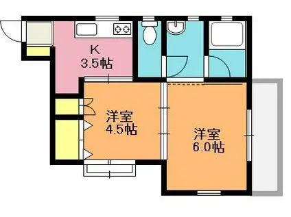 サングリーン(2K/2階)の間取り写真