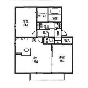 ソラーレつくばB棟(2LDK/2階)の間取り写真