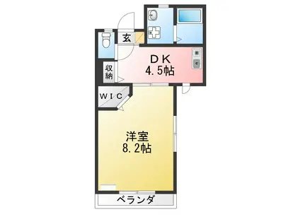 ボヌール・ジョイ(1DK/1階)の間取り写真