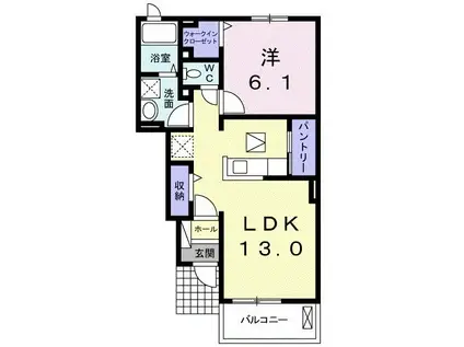 リバーヒルズ(1LDK/1階)の間取り写真