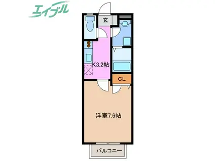 グリーンタウン参番館(1K/1階)の間取り写真