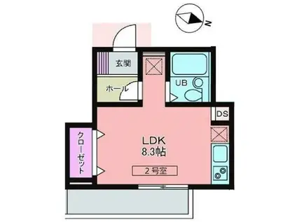 メリディアン泉ケ丘 伍番館(ワンルーム/2階)の間取り写真