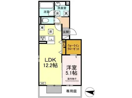 HABITAT YOSHINO(1LDK/1階)の間取り写真