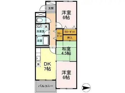 エス・プワール(3DK/1階)の間取り写真