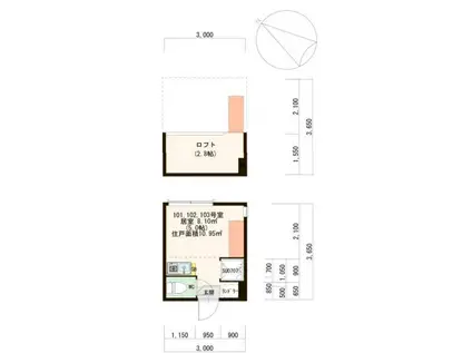 ハーモニーテラス大山(ワンルーム/1階)の間取り写真