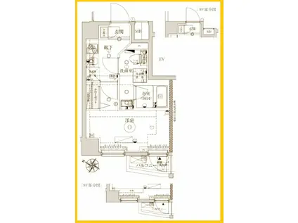 VERXEED YOKOHAMA ウエスト(1K/9階)の間取り写真