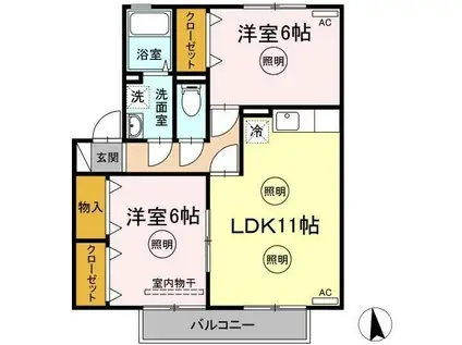 サン・スクエア A・B棟(2LDK/2階)の間取り写真