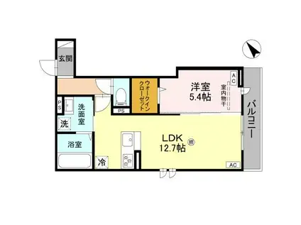 AZU GRACE(1LDK/2階)の間取り写真