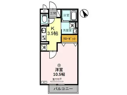 リビングタウン西都A(1K/3階)の間取り写真