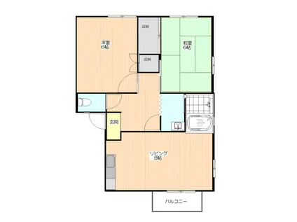 エルフローラ戸坂(2LDK/2階)の間取り写真