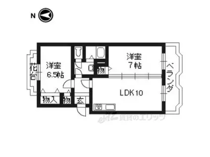 ツインヴィレッジ西野Ⅰ(2LDK/2階)の間取り写真