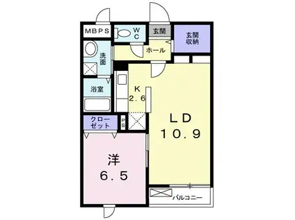 クレッシェンド・リリーII(1LDK/2階)の間取り写真