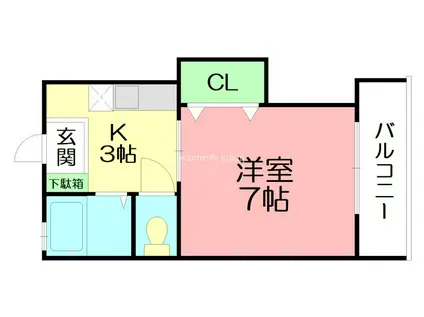 ウィンディ笹尾III(1K/2階)の間取り写真