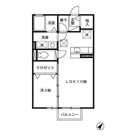 グランドソレイユ(1LDK/1階)の間取り写真