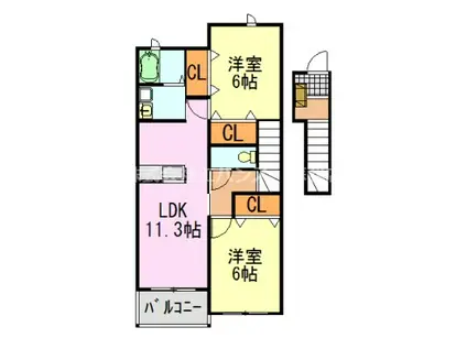 シャン・プレ・ロジュマンII(2LDK/2階)の間取り写真