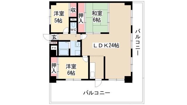 エステート高針台(3LDK/4階)の間取り写真