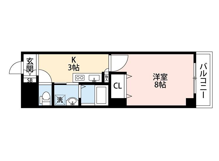 フリーディオ天の川(1K/6階)の間取り写真