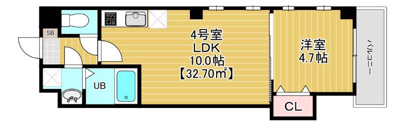 THE CENTRAL HONCHIBA(1LDK/4階)の間取り写真