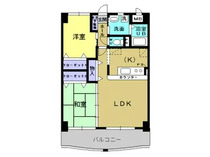 GRANDWELL(2LDK/6階)の間取り写真