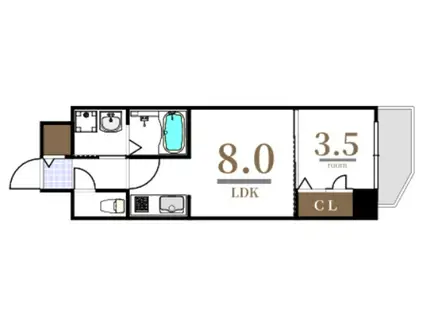 S-RESIDENCE広島駅DILETTO(1LDK/3階)の間取り写真