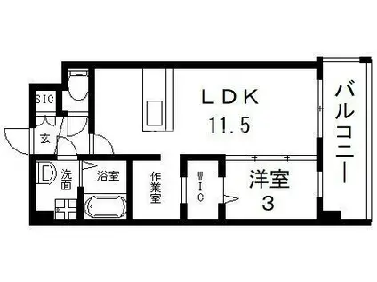 KAUNIS LATVA (1LDK/8階)の間取り写真