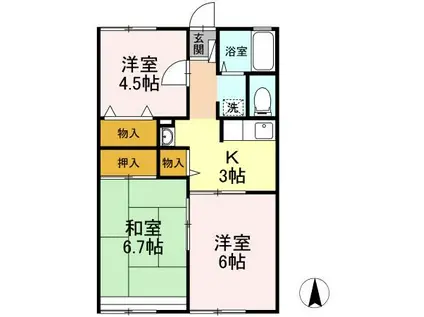 ハイム・フレグランス(3K/1階)の間取り写真