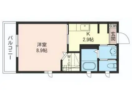 BEREO湘南台(1K/2階)の間取り写真