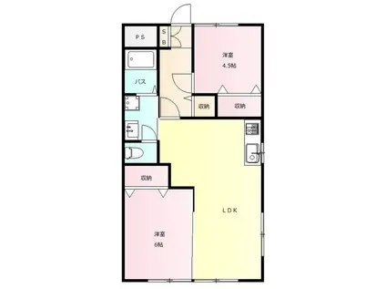 ハイツイナバ(2LDK/2階)の間取り写真
