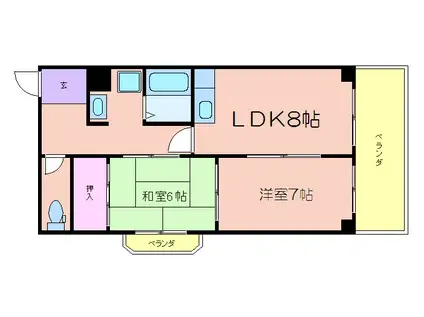 ハイマート西船場(2LDK/6階)の間取り写真