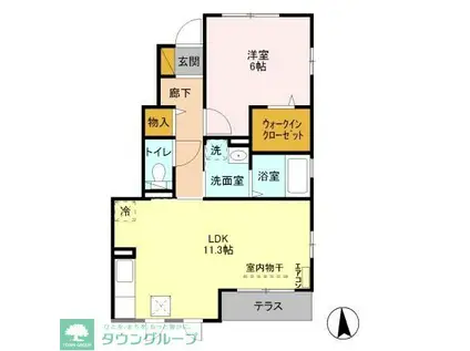 ドミールおおたかの森(1LDK/1階)の間取り写真