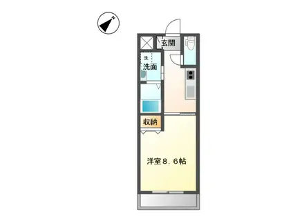 シャインキャッスル(1K/2階)の間取り写真