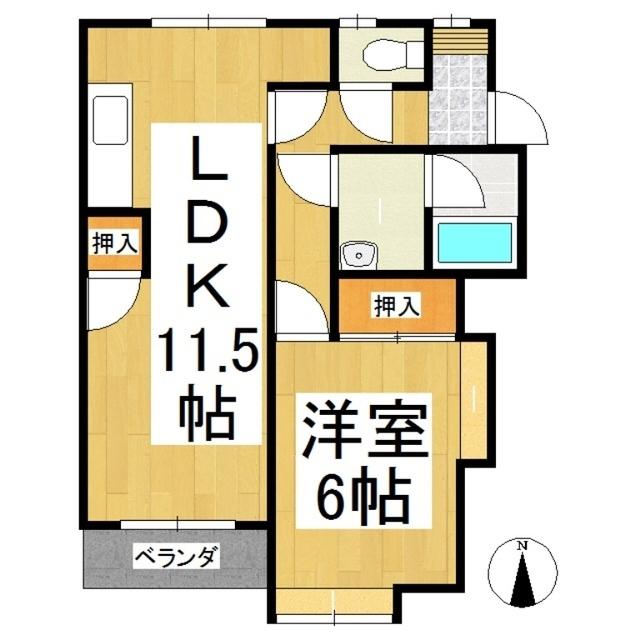 グリーンメゾンI(1LDK/1階)の間取り写真
