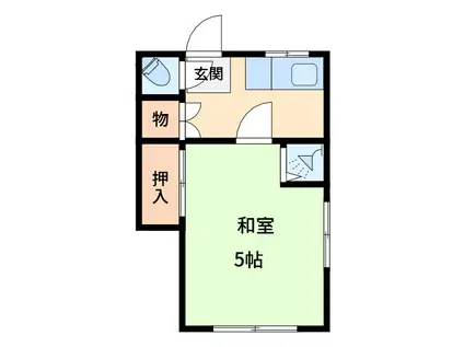 奥田アパート(1K/2階)の間取り写真
