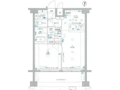 GROWS錦糸町MIRUNA HILLS(1LDK/6階)の間取り写真