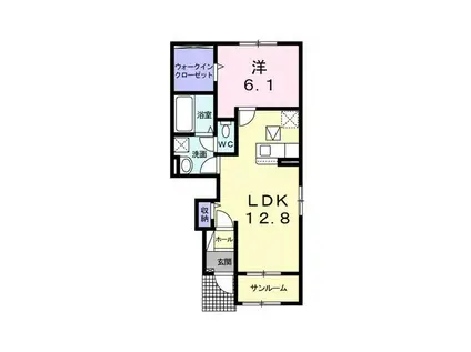 ビ・オーラ さくら(1LDK/1階)の間取り写真