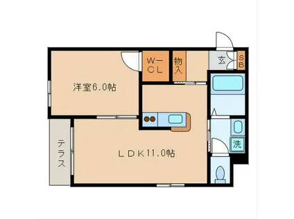 ESTIER(1LDK/1階)の間取り写真