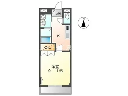 エルヴェ東小向I(1K/2階)の間取り写真