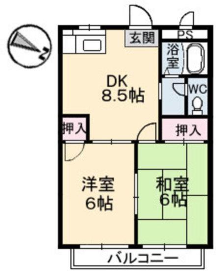 フレグランス東雲(2DK/3階)の間取り写真