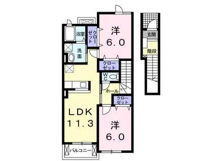 フェリーチェ I(2LDK/2階)の間取り写真