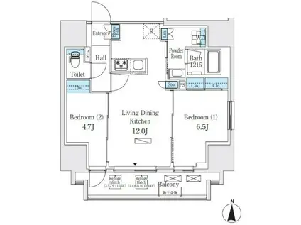 エスタート入谷II(2LDK/8階)の間取り写真