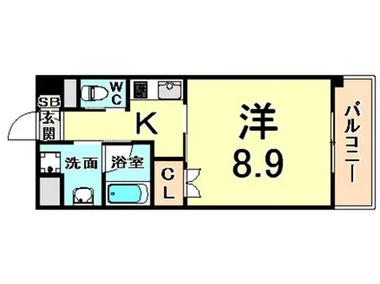 ベルファース尼崎(1K/5階)の間取り写真