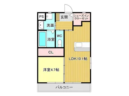 FELSEN(1LDK/2階)の間取り写真