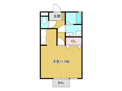 メゾンメールC棟(ワンルーム/2階)の間取り写真