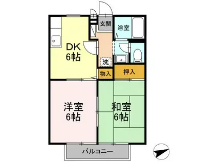 ハイライズ新涯A(2DK/1階)の間取り写真