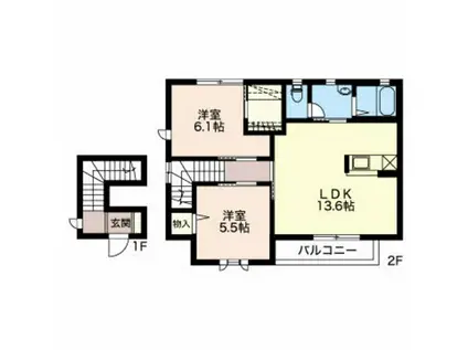 サニーウェル(2LDK/2階)の間取り写真