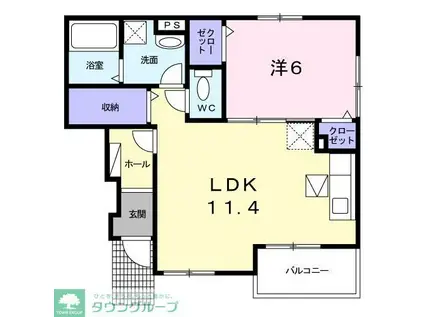 カーサ アウルズ(1LDK/1階)の間取り写真