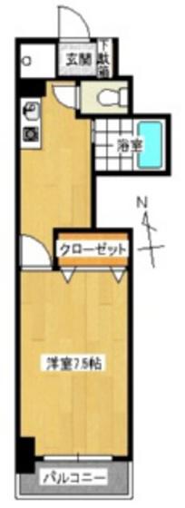 横田第2ビル(1K/4階)の間取り写真